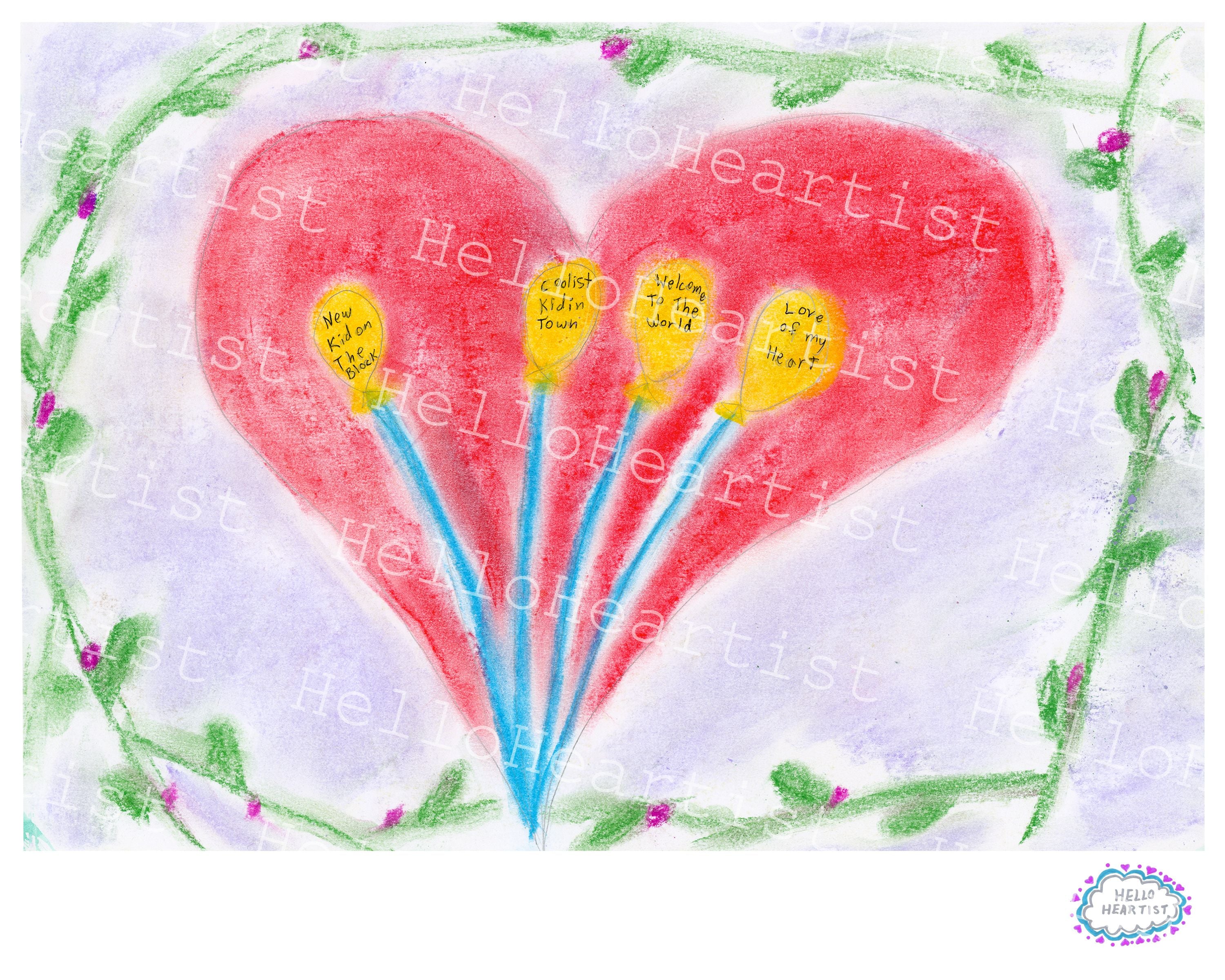 Sweet Welcome New Baby Balloons Original Illustration A4 Print