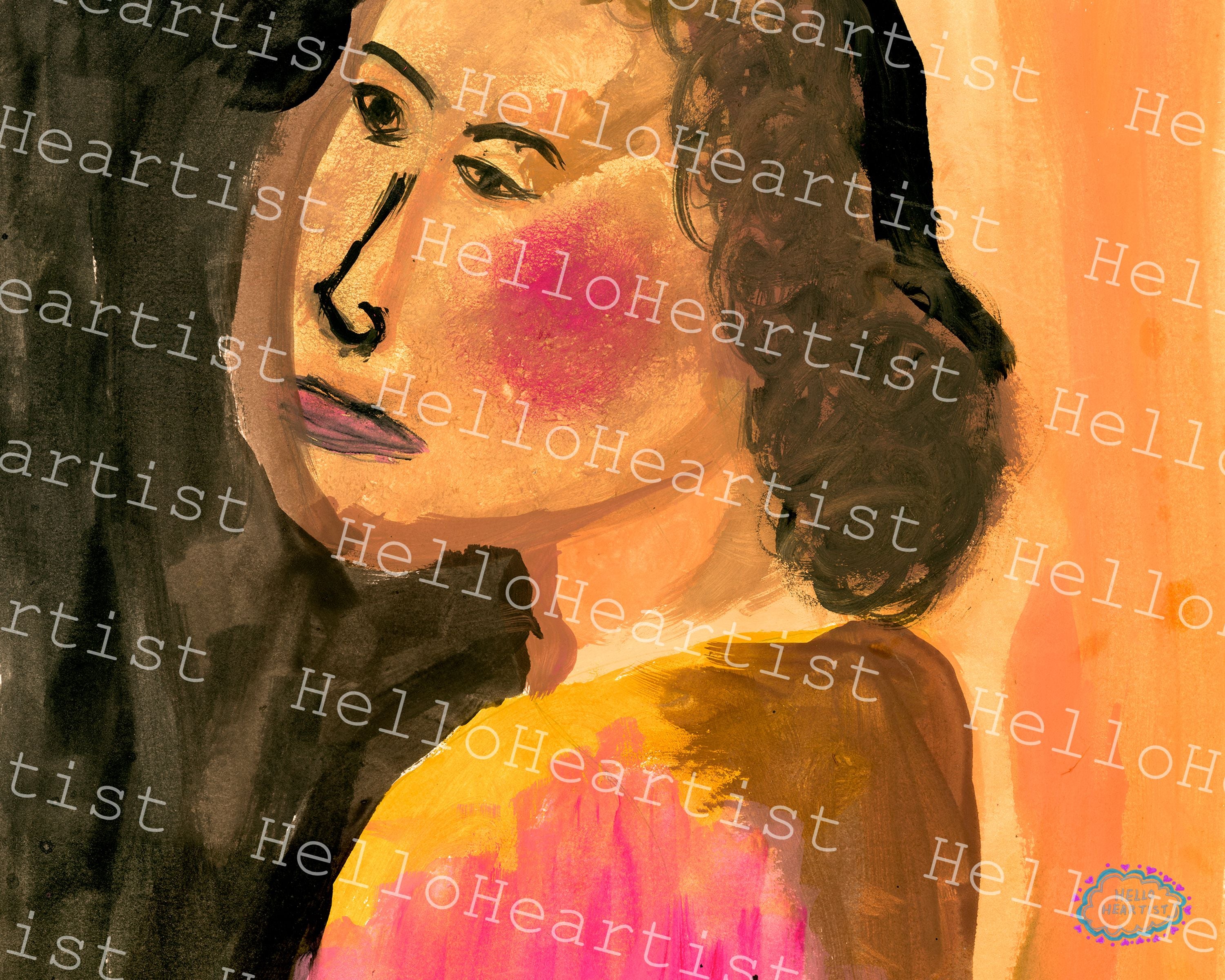 Intense Soulful Portrait, Original Painting A4 Print