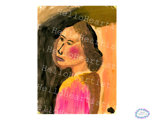 Intense Soulful Portrait, Original Painting A4 Print