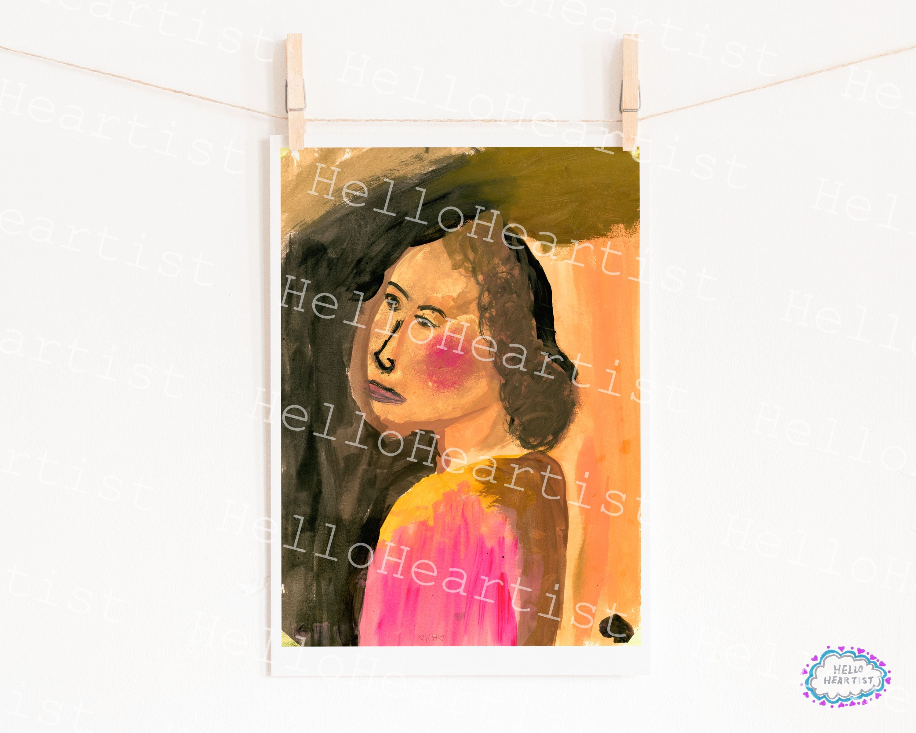 Intense Soulful Portrait, Original Painting A4 Print