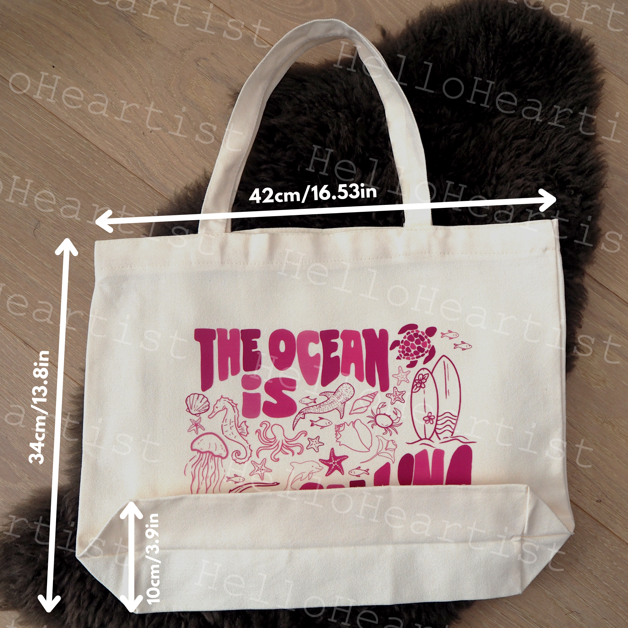 Fun Colourful Pink Beach Theme Reusable Tote Bag